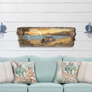 Vintage Car at the Beach Wooden Wall Art by G. DeBrekht Coastal Decor - 8491102W